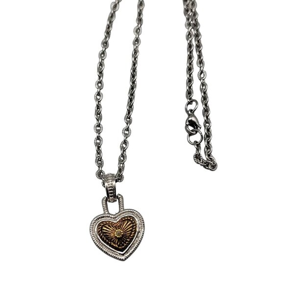 Camellia Necklace Etched Diamond Yellow Gold Rhodium-plated Silver Tone 18" - Picture 5 of 11